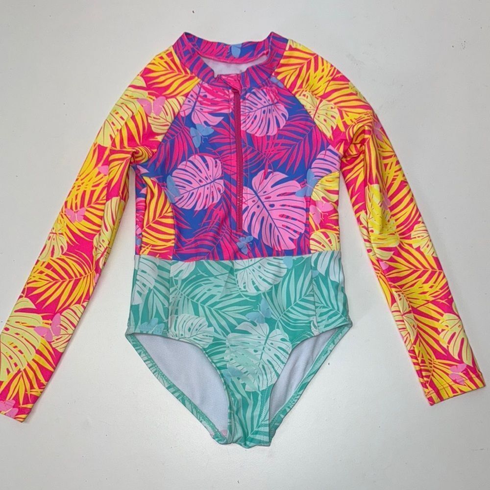 🔥btween Pink and Yellow One Piece Swimwear Sz 3 New